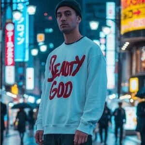 ✨ Teddy Fresh "Beauty God" Puff Print Crewneck ✨